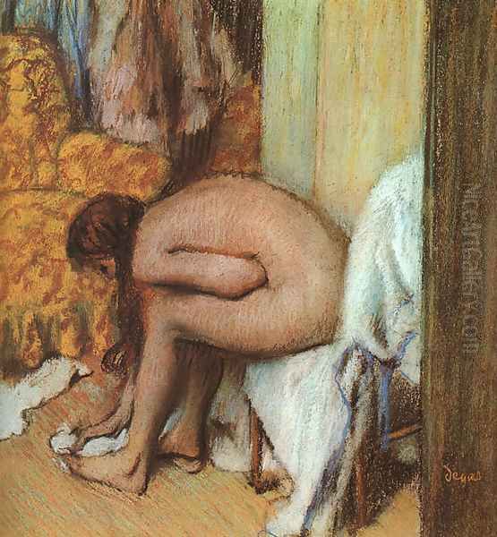 After the Bath- Woman Drying her feet 1886 Oil Painting by Edgar Degas