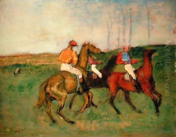 Race Horses Oil Painting by Edgar Degas