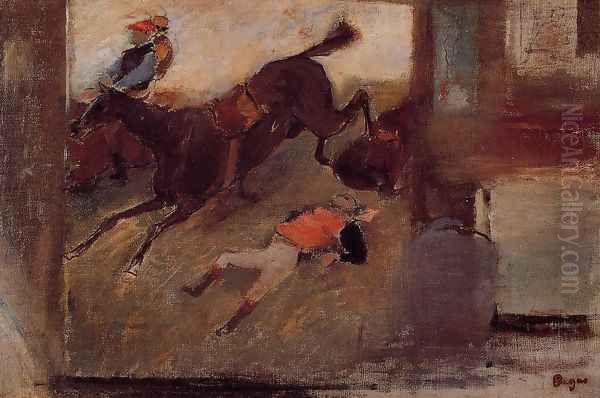 Studio Interior with 'The Steeplechase' Oil Painting by Edgar Degas