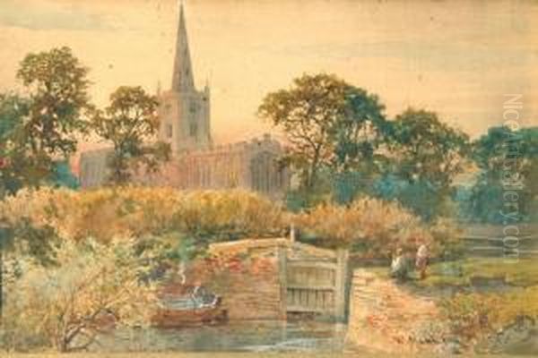 Stratford Church And Lock Oil Painting by William Matthison