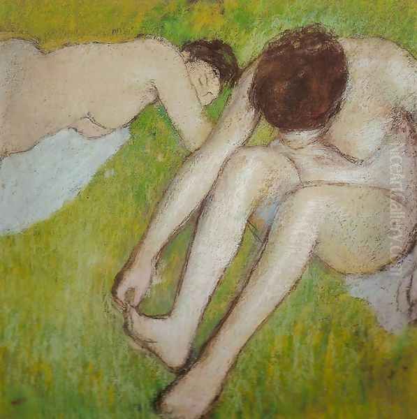 Two Bathers on the Grass Oil Painting by Edgar Degas