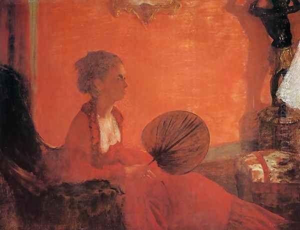 Madame Camus with a Fan Oil Painting by Edgar Degas