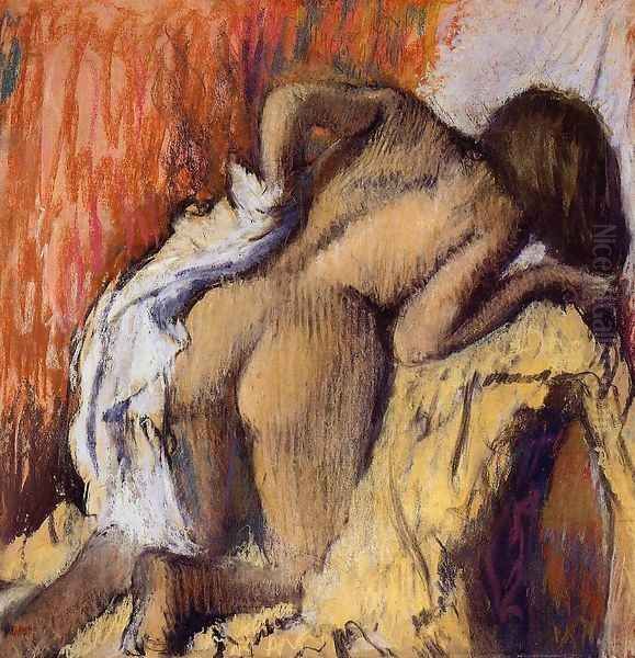 Woman Drying Herself, c.1890-95 Oil Painting by Edgar Degas