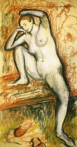 Nude Study of a Dancer Oil Painting by Edgar Degas