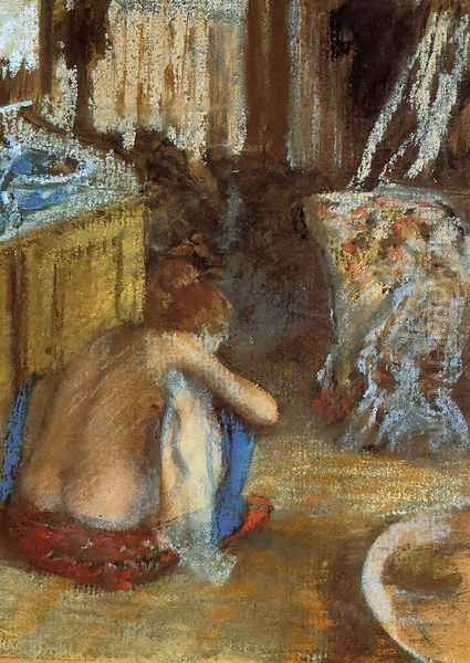 Woman Squatting Oil Painting by Edgar Degas