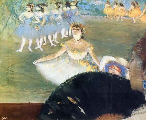 Dancer with a Bouquet of Flowers Oil Painting by Edgar Degas