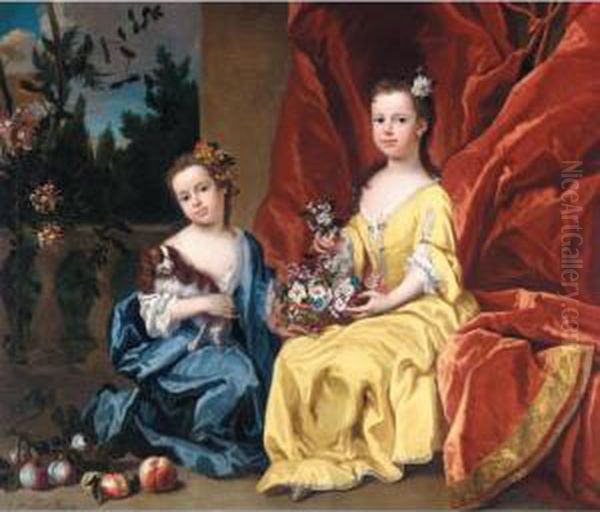 Portrait Of Catherine Sancroft (c. 1716-1780) And Her Sister Elizabeth (1714-1788) Oil Painting by James Francis Maubert