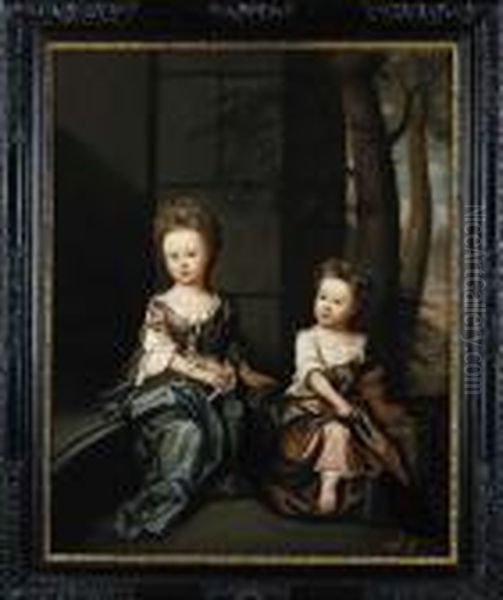 Double Portrait Of Juliana And Charity Hele Oil Painting by James Francis Maubert