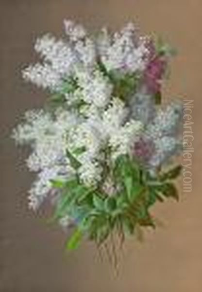 Floral Still Life With Lilacs Oil Painting by Raoul Maucherat de Longpre