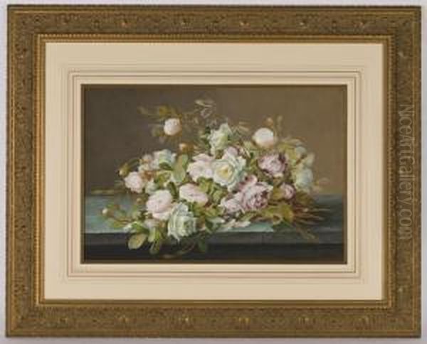 Still Life With Lilacs And Roses Oil Painting by Raoul Maucherat de Longpre