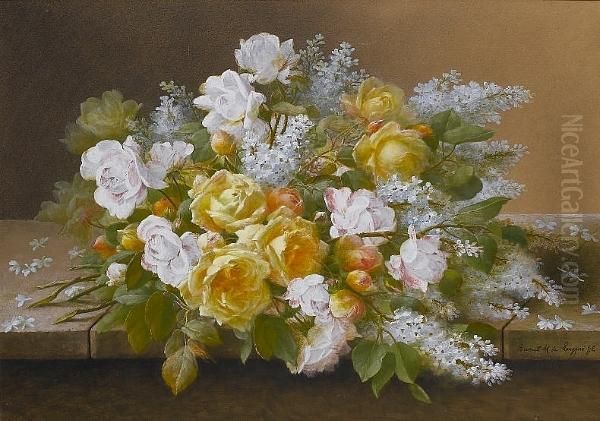 Still Life With Roses Oil Painting by Raoul Maucherat de Longpre