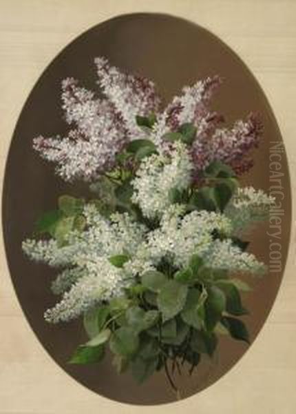 Still Life With Lilacs Oil Painting by Raoul Maucherat de Longpre