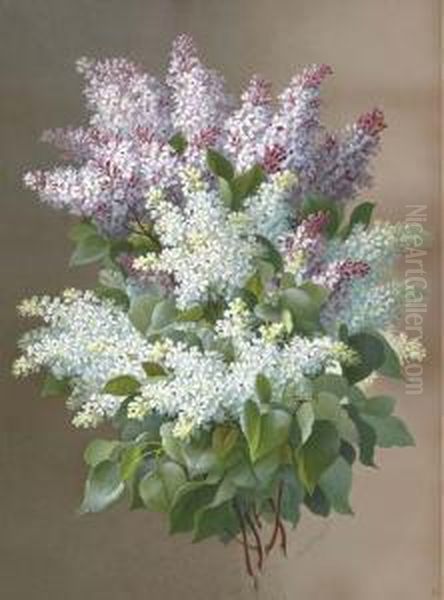 Still Life With Lilacs Oil Painting by Raoul Maucherat de Longpre