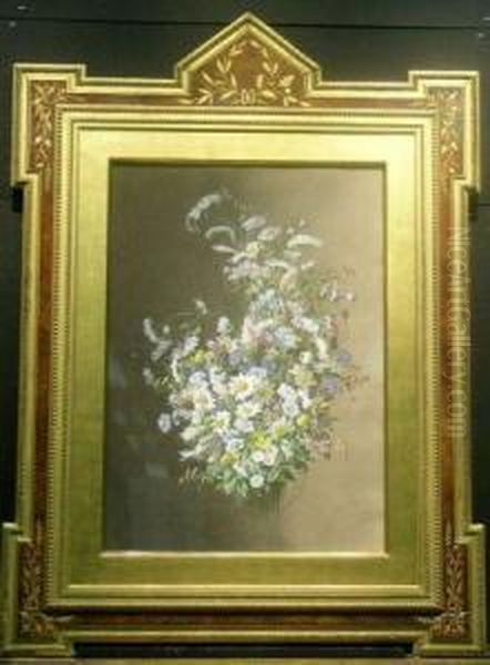 Wild Flower Bouquet Oil Painting by Raoul Maucherat de Longpre