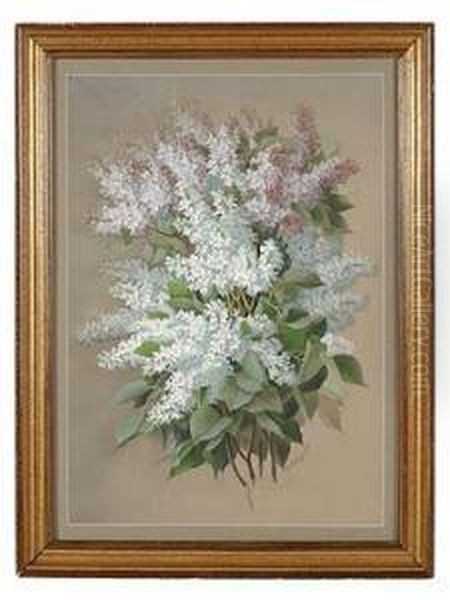 Longpre , White And Lavender Lilac Bouquet. Oil Painting by Raoul Maucherat de Longpre