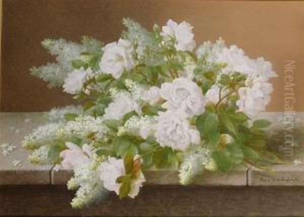 Roses And Lilacs Oil Painting by Raoul Maucherat de Longpre