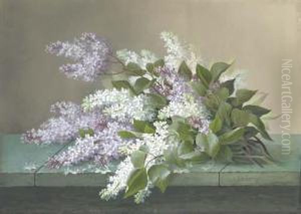 Lilacs Oil Painting by Raoul Maucherat de Longpre