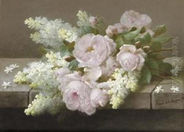 Lilacs And Roses Oil Painting by Raoul Maucherat de Longpre