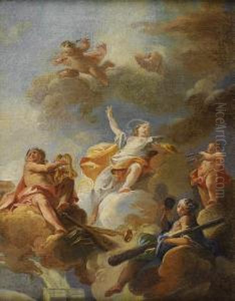 Triumph Of The Arts: Modello For A Ceiling Decoration Oil Painting by Franz Anton Maulbertsch