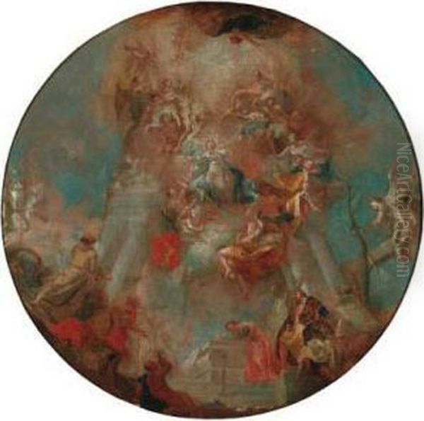 The Assumption Of The Virgin - A Modello For A Dome Oil Painting by Franz Anton Maulbertsch