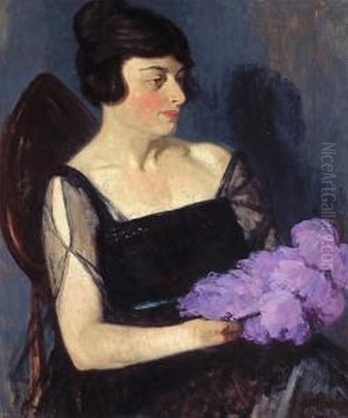 A Portrait Of A Woman In Black Oil Painting by Alfred Henry Maurer