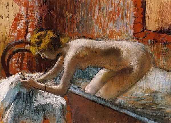 Woman Leaving Her Bath III Oil Painting by Edgar Degas