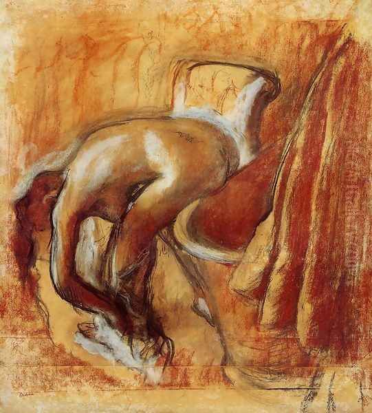 After the Bath, Woman Drying Herself IV Oil Painting by Edgar Degas