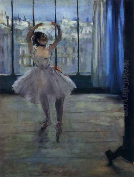 Dancer At The Photographer's Studio Oil Painting by Edgar Degas