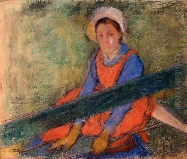 Woman Seated on a Bench Oil Painting by Edgar Degas