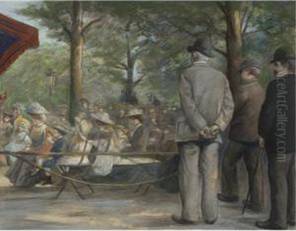 Scene De Guignol En Plein Air Oil Painting by Charles Maurin