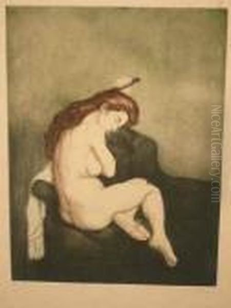 Femme Nue Se Coiffant Oil Painting by Charles Maurin