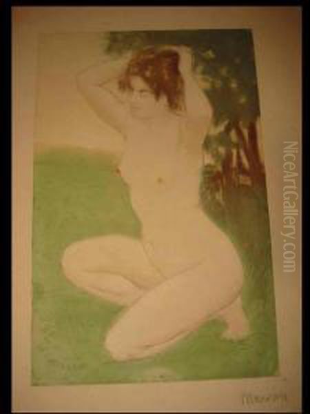 Femme Nue Dans Un Champ Oil Painting by Charles Maurin