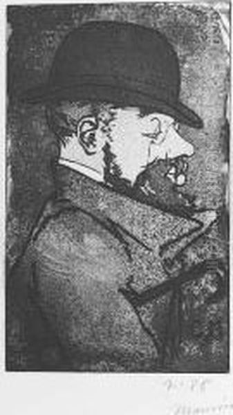 Portrait Of Henri De Toulouse-lautrec: Two Impressions Oil Painting by Charles Maurin