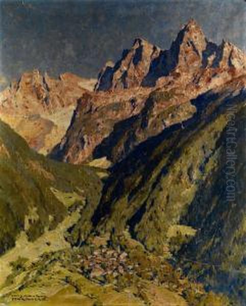 Bondo Im Bergell Oil Painting by Hans Maurus