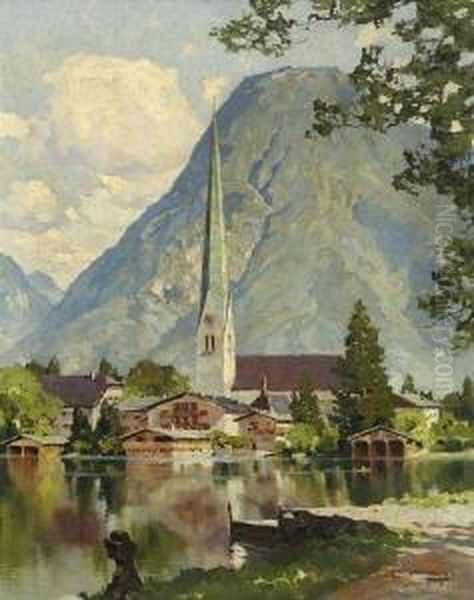 Blick Auf Egern Am
 Tegernsee. Oil Painting by Hans Maurus