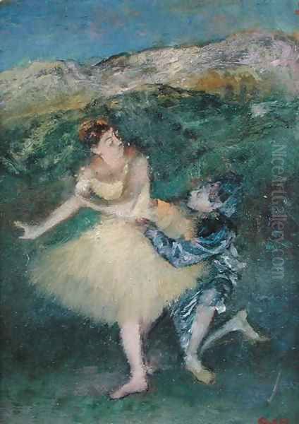 Harlequin and Colombine, c.1886-90 Oil Painting by Edgar Degas