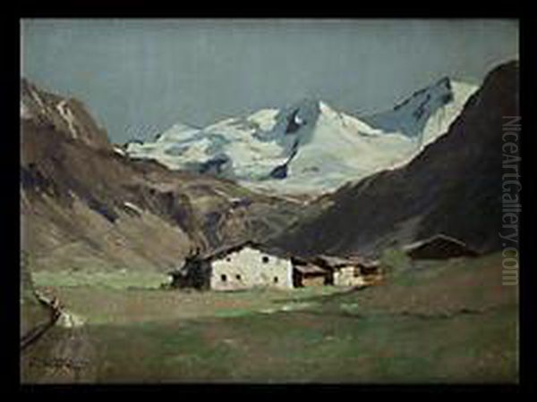 Alpenlandschaft Mit Gehoft Oil Painting by Hans Maurus