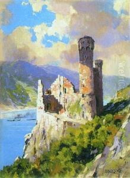 Burg Ehrenfels Im
 Rheingau Oil Painting by Hans Maurus