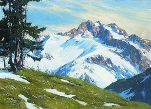 Blick Auf Die
 Dreitorspitze Oil Painting by Hans Maurus