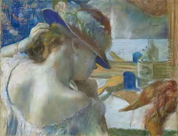 In Front of the Mirror, 1889 Oil Painting by Edgar Degas