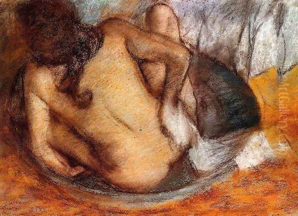 Nude in a Tub Oil Painting by Edgar Degas