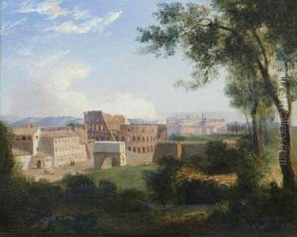 Vue Du Colisee Depuis La Villa Farnese Oil Painting by Jean-Baptiste Mauzaisse