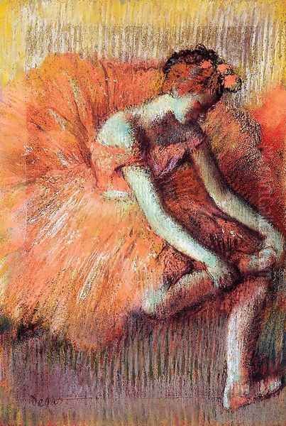 Dancer Adjusting Her Sandel Oil Painting by Edgar Degas