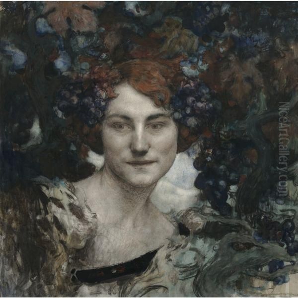 Bacchante Oil Painting by Edgard Maxence