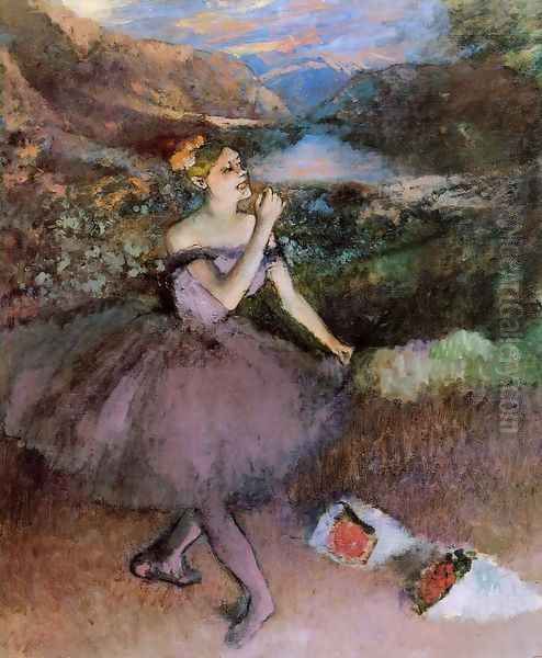 Dancer with Bouquets Oil Painting by Edgar Degas