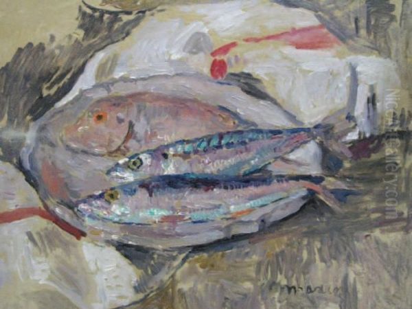 Nature Morte Aux Poissons Oil Painting by Edgard Maxence