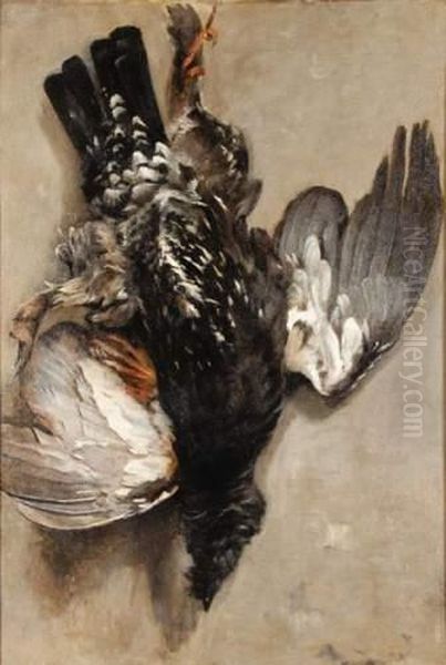 Nature Morte Au Perdreau Et Au Fusil Oil Painting by Edgard Maxence