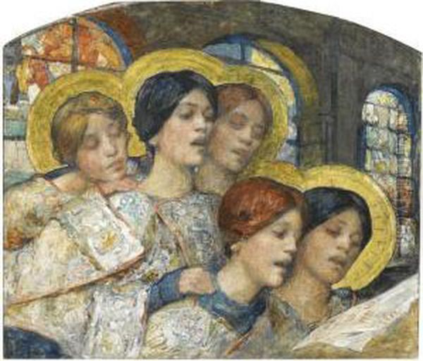 Les Choristes Oil Painting by Edgard Maxence