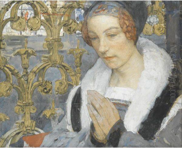 La Priere Oil Painting by Edgard Maxence