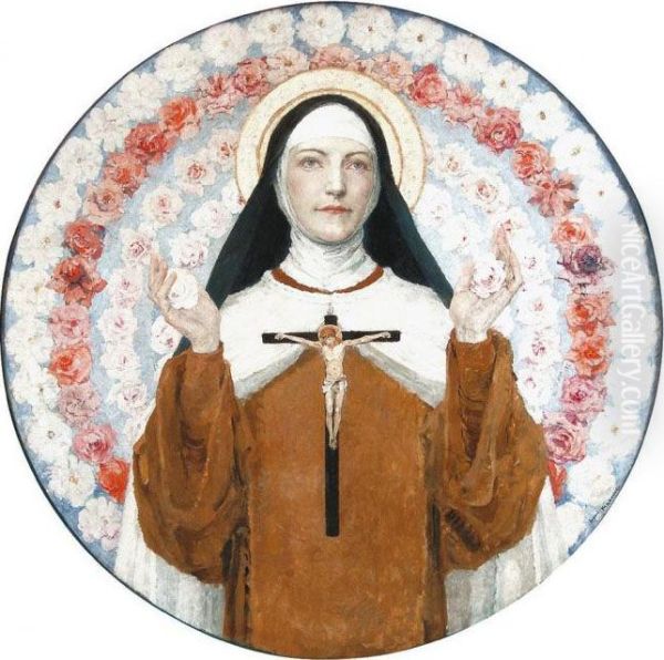 Sainte Therese De Lisieux Oil Painting by Edgard Maxence